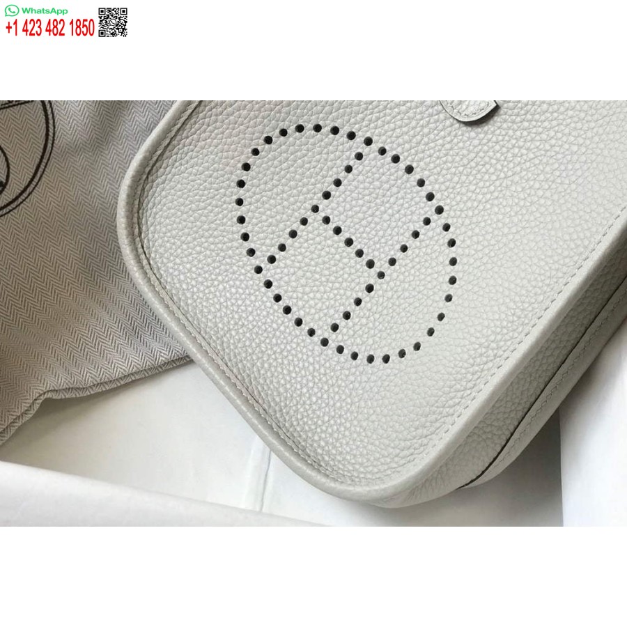 реплика Hermes Evelyne дизайнерска чанта Hermes мини Crossbody истинска чанта 20435 бяло
