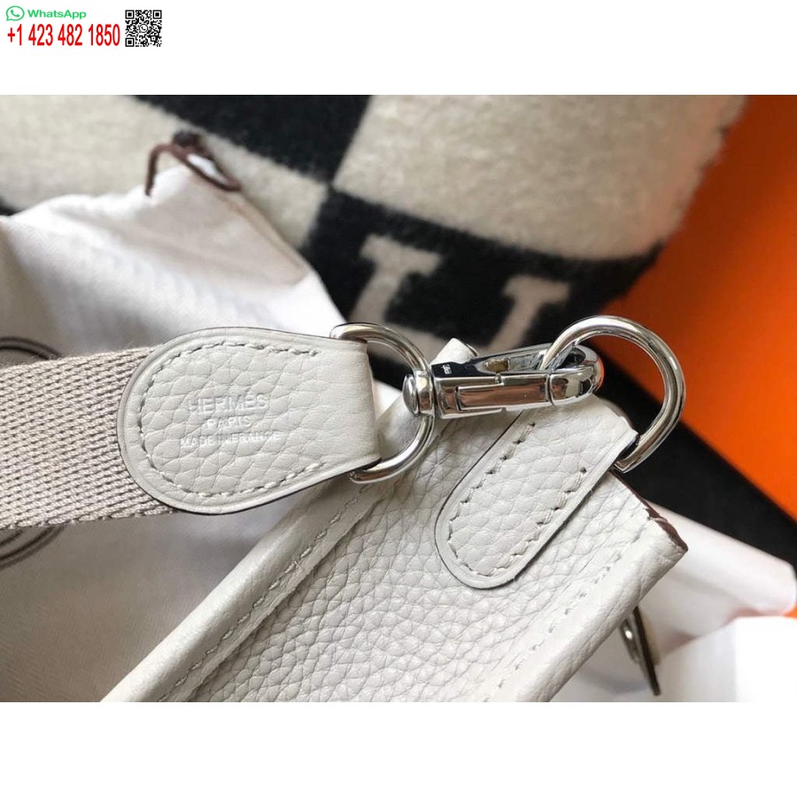 реплика Hermes Evelyne дизайнерска чанта Hermes мини Crossbody истинска чанта 20435 бяло