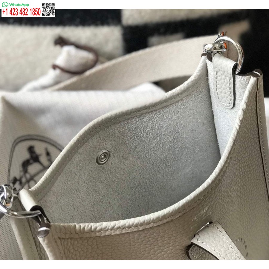 реплика Hermes Evelyne дизайнерска чанта Hermes мини Crossbody истинска чанта 20435 бяло
