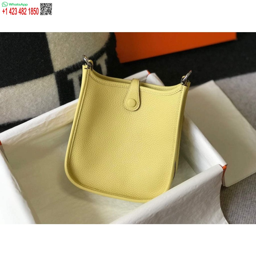 Реплика сумки Hermes Evelyne, дизайнерская мини-сумка через плечо Hermes, настоящая сумка 20434, светло-желтая