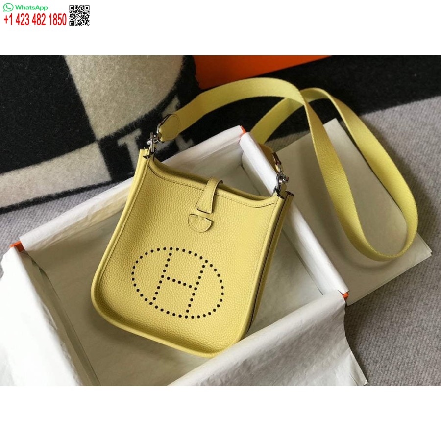 Реплика сумки Hermes Evelyne, дизайнерская мини-сумка через плечо Hermes, настоящая сумка 20434, светло-желтая