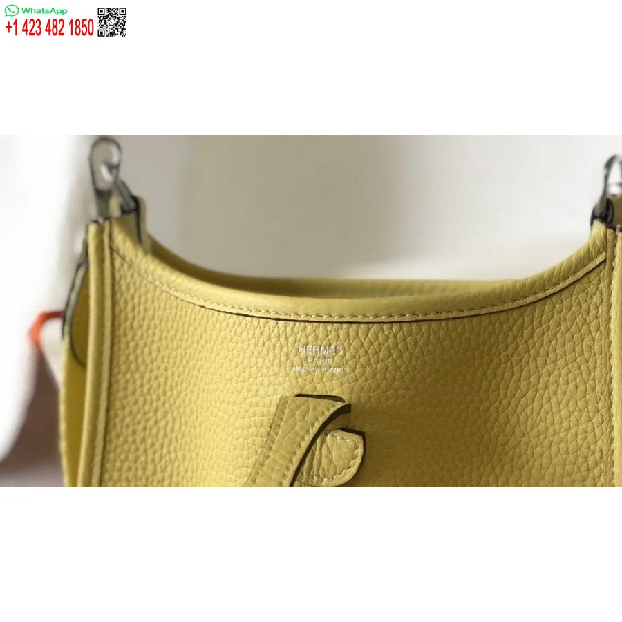 Реплика сумки Hermes Evelyne, дизайнерская мини-сумка через плечо Hermes, настоящая сумка 20434, светло-желтая