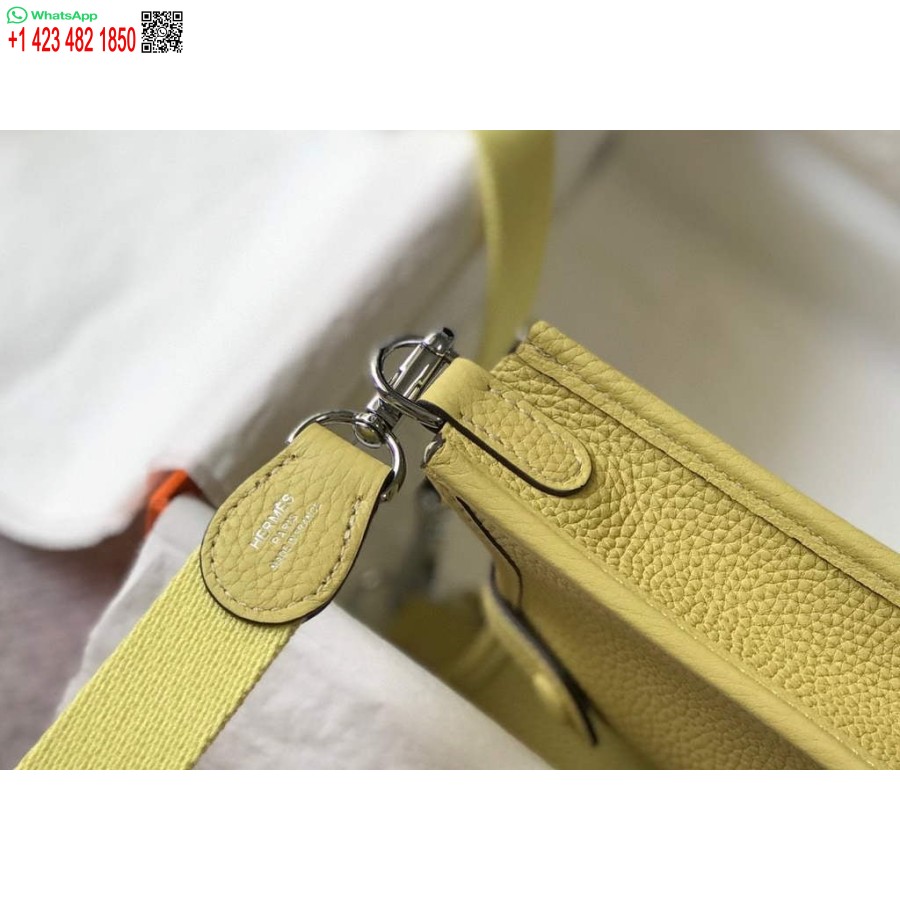 Реплика сумки Hermes Evelyne, дизайнерская мини-сумка через плечо Hermes, настоящая сумка 20434, светло-желтая