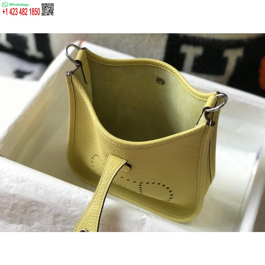 Реплика сумки Hermes Evelyne, дизайнерская мини-сумка через плечо Hermes, настоящая сумка 20434, светло-желтая