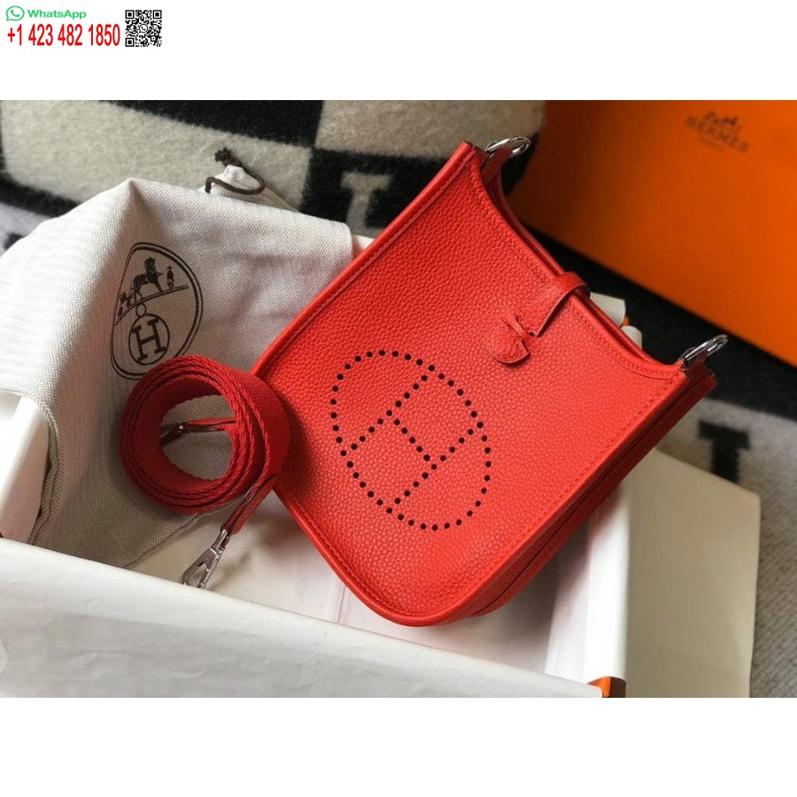 ماکت کیف هرمس مدل Evelyne کیف واقعی هرمس مینی کراس بادی 20432 قرمز