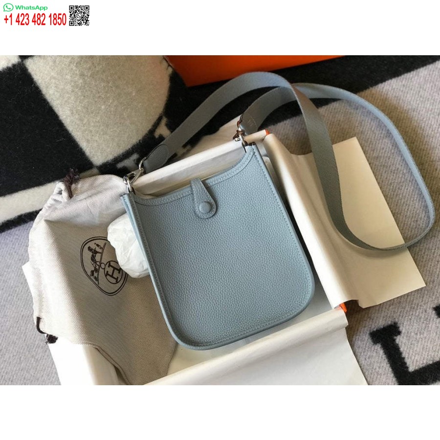 Replică Geantă Hermes Evelyne De Designer Hermes Mini Geanta Reală Crossbody 20431 Albastru Deschis