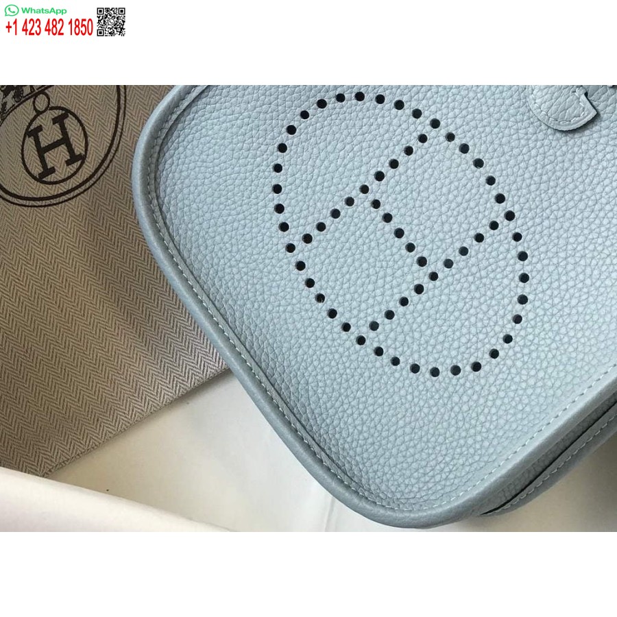 Replică Geantă Hermes Evelyne De Designer Hermes Mini Geanta Reală Crossbody 20431 Albastru Deschis