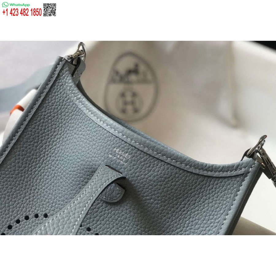 Replică Geantă Hermes Evelyne De Designer Hermes Mini Geanta Reală Crossbody 20431 Albastru Deschis
