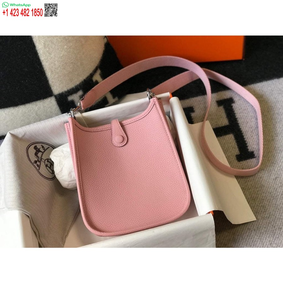 Replica Hermes Evelyne Soma Dizainers Hermes Mini Crossbody īsta Soma 20430 Rozā