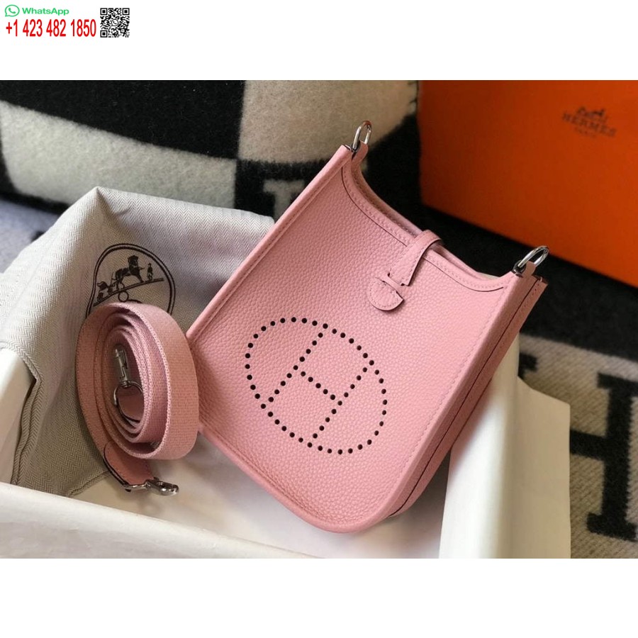 Replica Hermes Evelyne Soma Dizainers Hermes Mini Crossbody īsta Soma 20430 Rozā