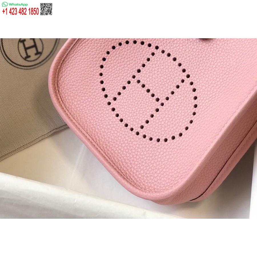 Replica Hermes Evelyne Soma Dizainers Hermes Mini Crossbody īsta Soma 20430 Rozā