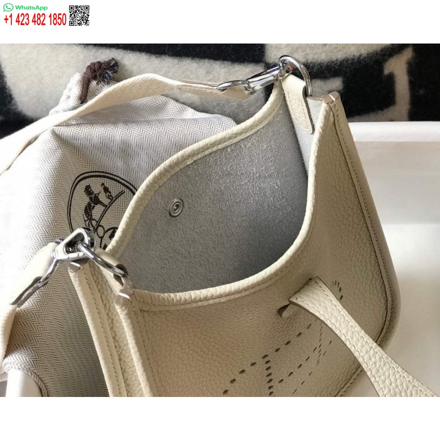 نسخة طبق الأصل من حقيبة هيرميس إيفلين مصممة هيرميس حقيبة كروس صغيرة حقيقية 20429 بيج