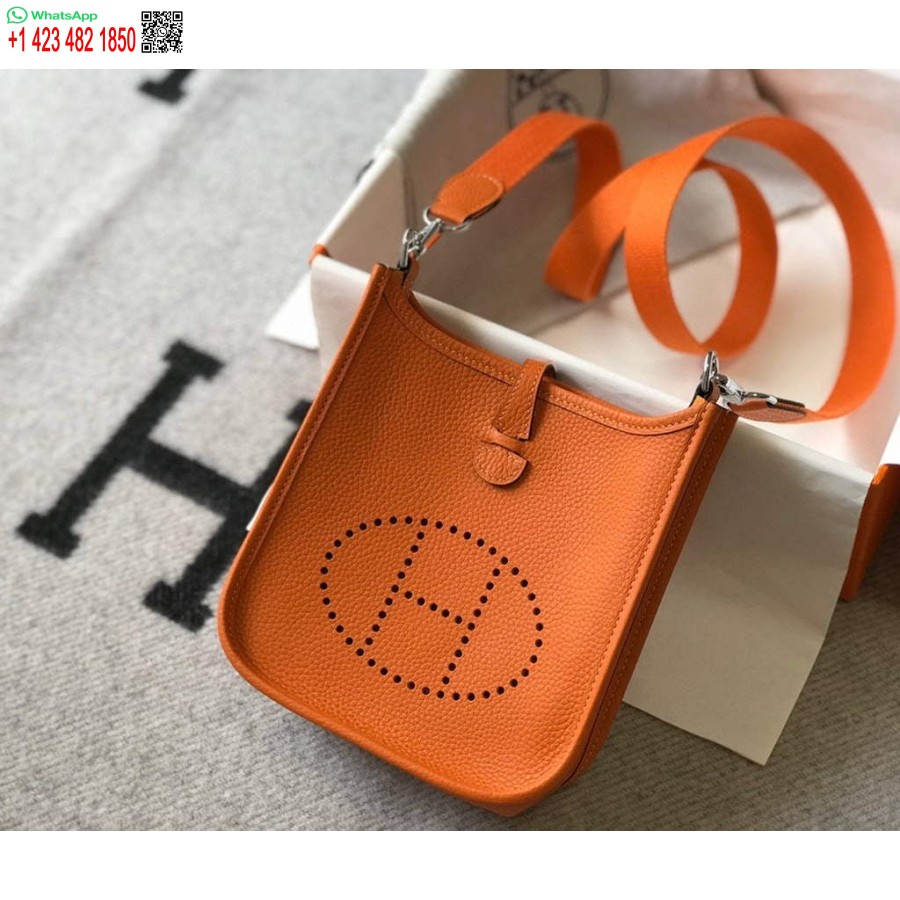 ماکت هرمس کیسه ایولین طراح کیف هرمس مینی کراس بادی واقعی 20428 نارنجی