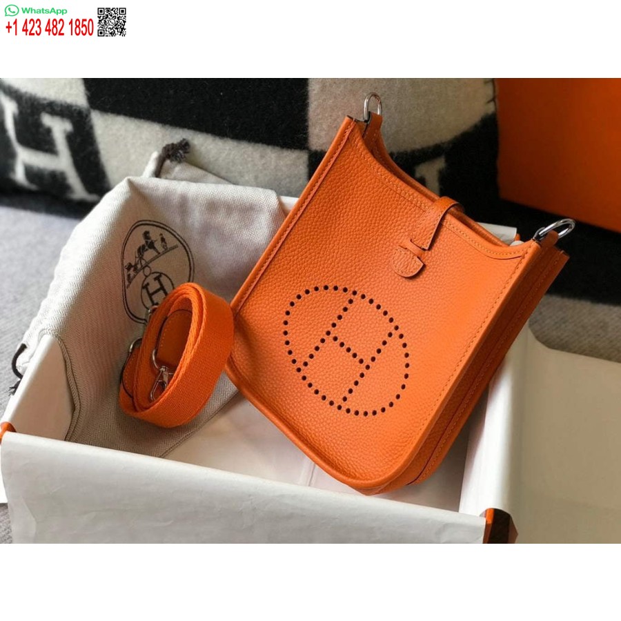 ماکت هرمس کیسه ایولین طراح کیف هرمس مینی کراس بادی واقعی 20428 نارنجی
