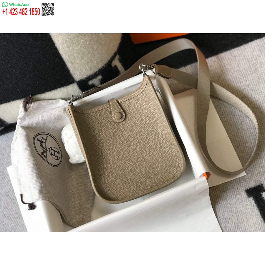реплика Hermes Evelyne дизайнерска чанта Hermes мини Crossbody истинска чанта 20425 светло сиво