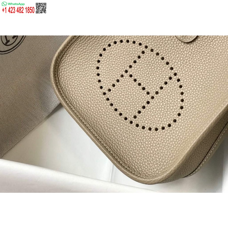 реплика Hermes Evelyne дизайнерска чанта Hermes мини Crossbody истинска чанта 20425 светло сиво