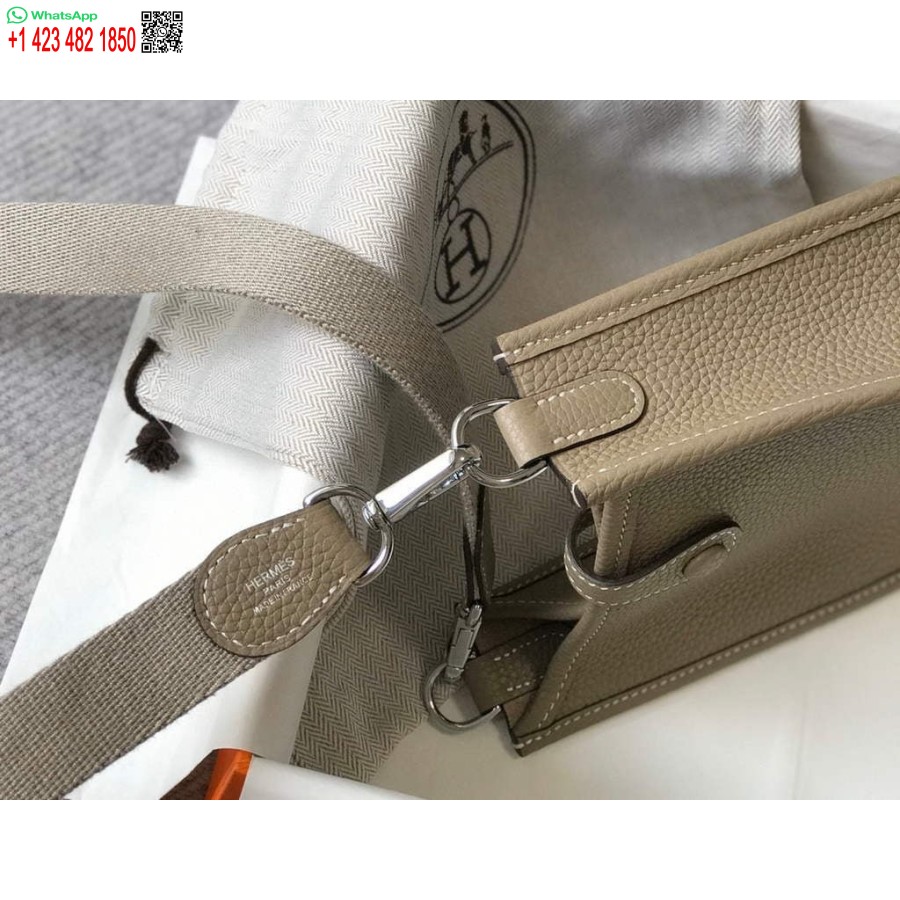 реплика Hermes Evelyne дизайнерска чанта Hermes мини Crossbody истинска чанта 20425 светло сиво