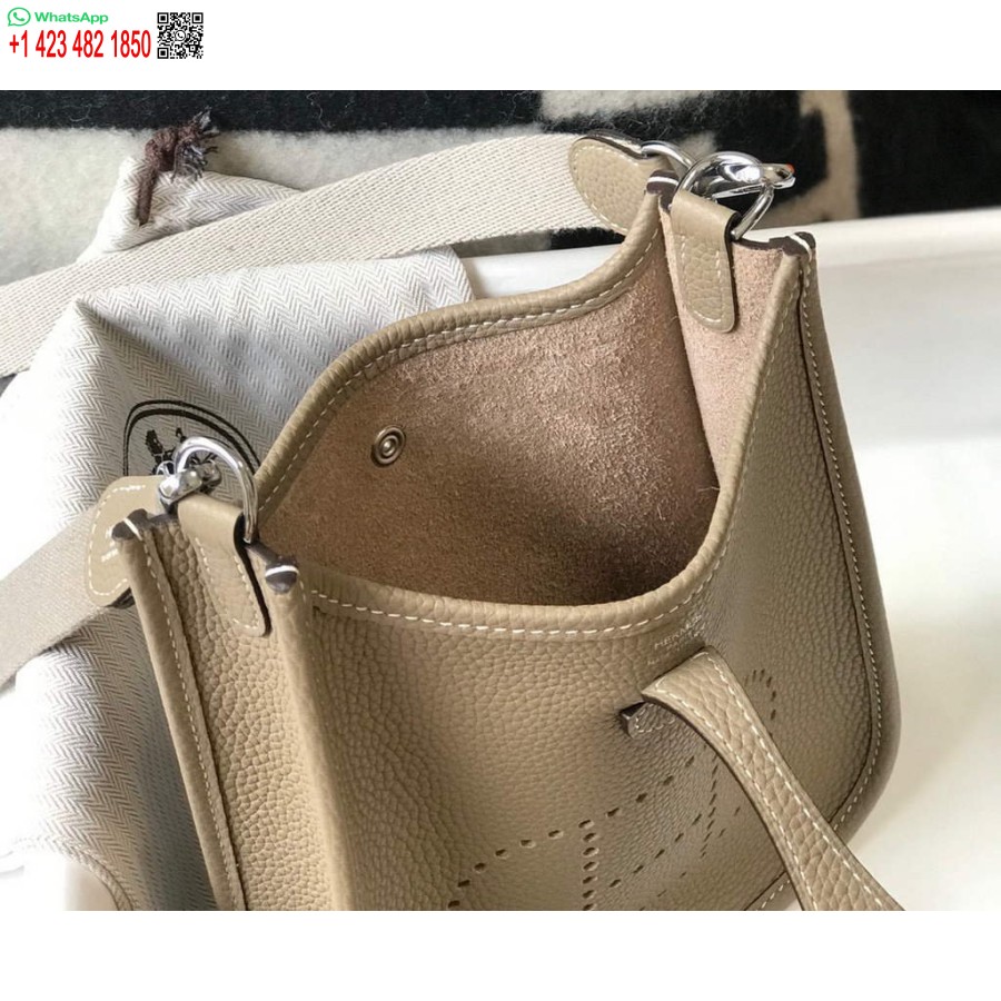 реплика Hermes Evelyne дизайнерска чанта Hermes мини Crossbody истинска чанта 20425 светло сиво