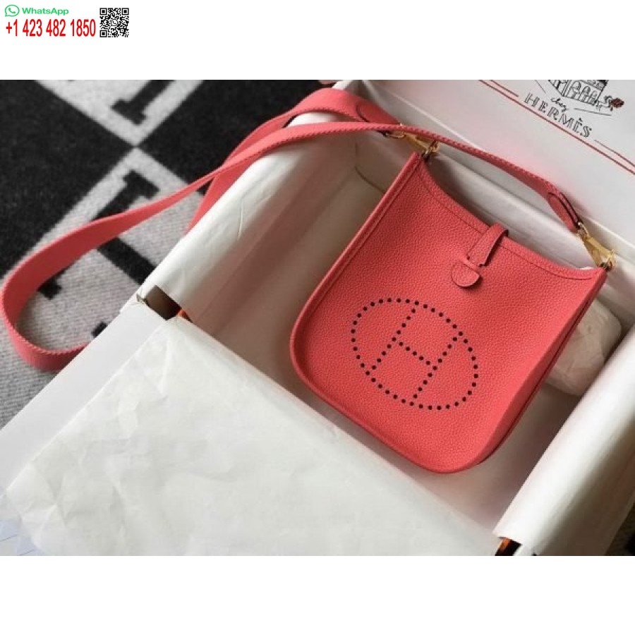 העתק הרמס אוולין תיק מעצב Hermes Mini Crossbody Bag 20397 אבזם זהב אדום