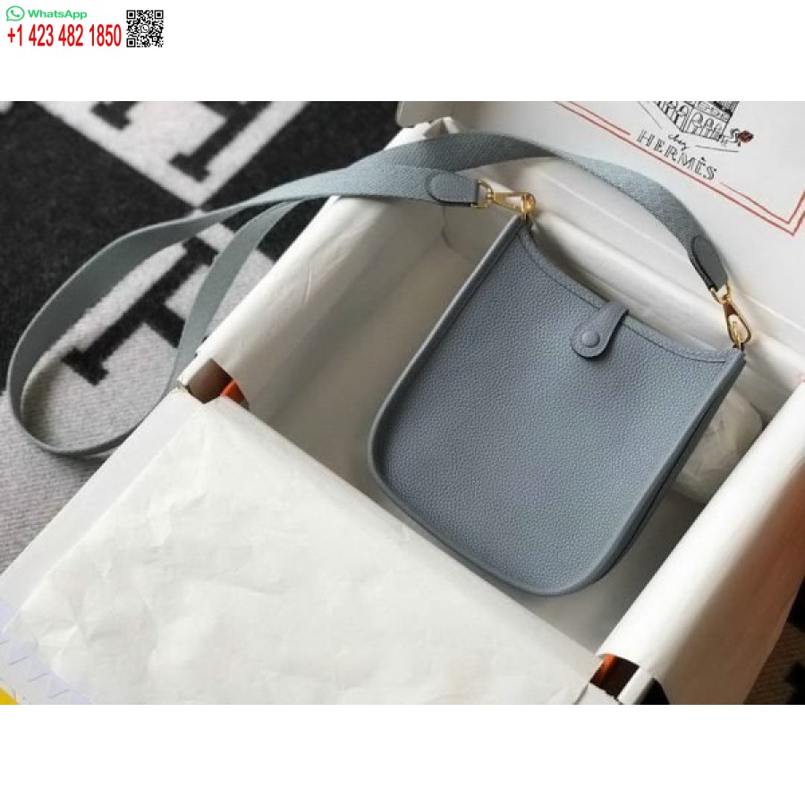 ماکت کیف هرمس Evelyne طراحی کیف کوتاه هرمس 20394 سگک طلایی آبی روشن