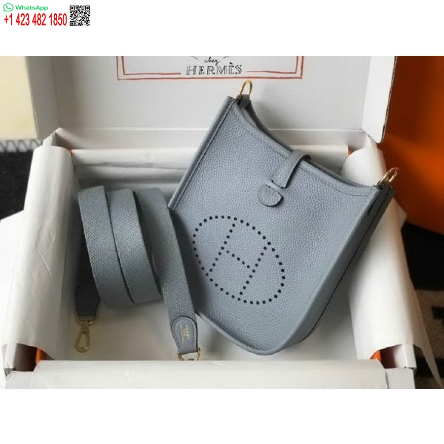 ماکت کیف هرمس Evelyne طراحی کیف کوتاه هرمس 20394 سگک طلایی آبی روشن