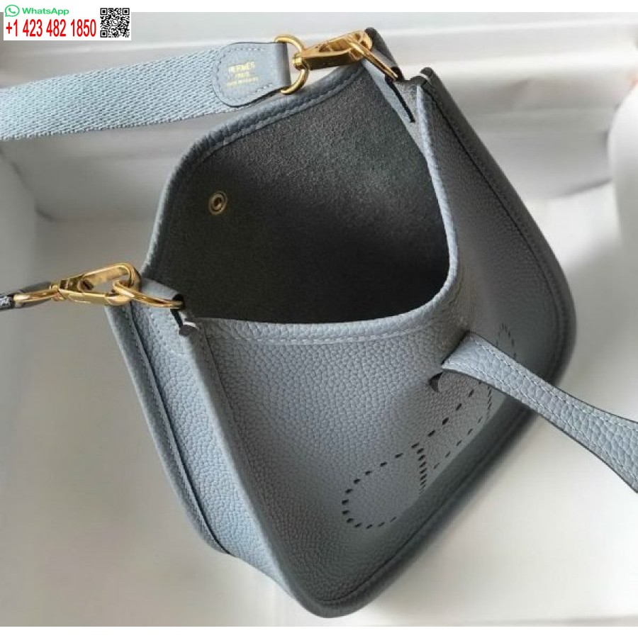 ماکت کیف هرمس Evelyne طراحی کیف کوتاه هرمس 20394 سگک طلایی آبی روشن