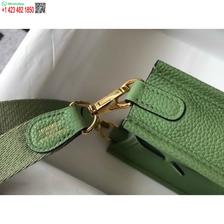 Replica Hermes Evelyne Bag Designer Hermes Mini Crossbody Bag 20393 Gold Buckle Light Green