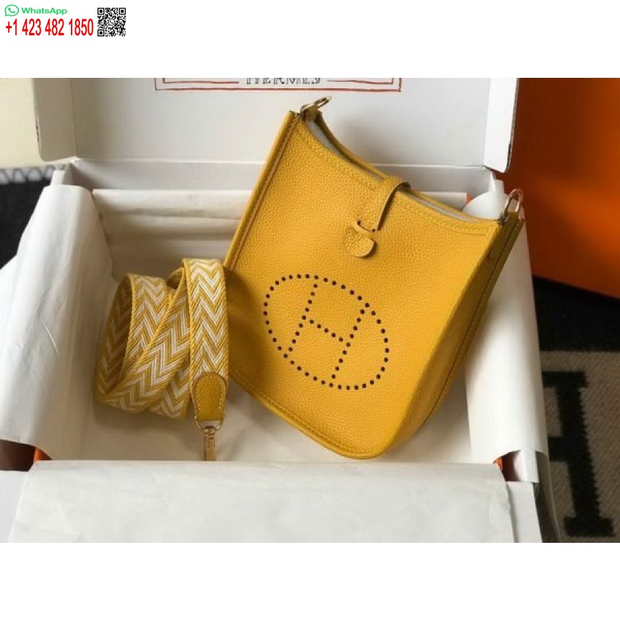 реплика Hermes Evelyne дизайнерска чанта Hermes мини чанта през тялото 20392 златна катарама жълто