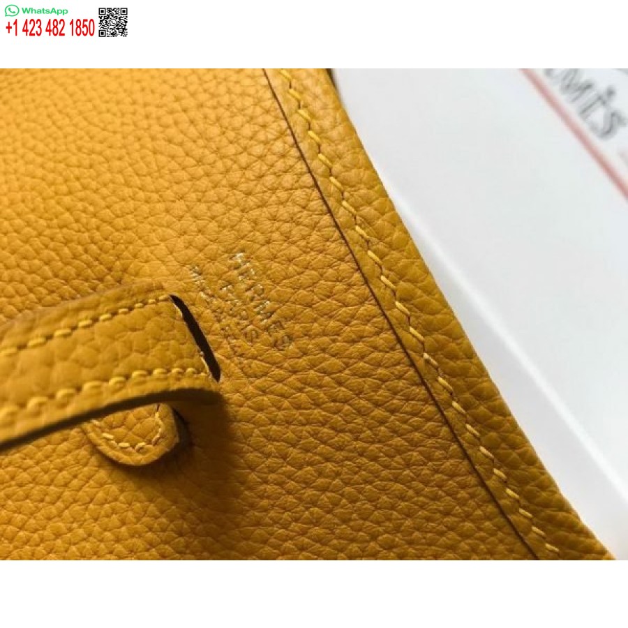 реплика Hermes Evelyne дизайнерска чанта Hermes мини чанта през тялото 20392 златна катарама жълто