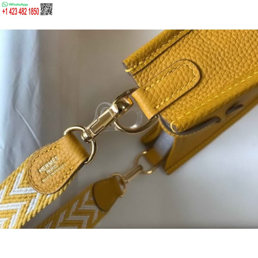 реплика Hermes Evelyne дизайнерска чанта Hermes мини чанта през тялото 20392 златна катарама жълто