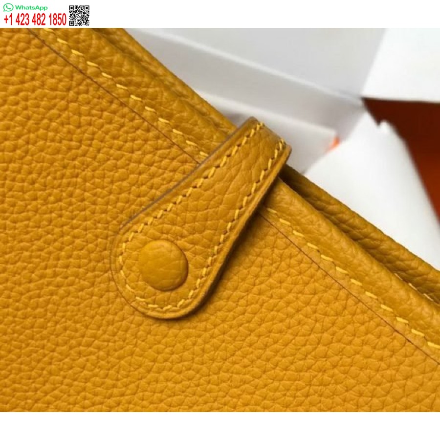 реплика Hermes Evelyne дизайнерска чанта Hermes мини чанта през тялото 20392 златна катарама жълто