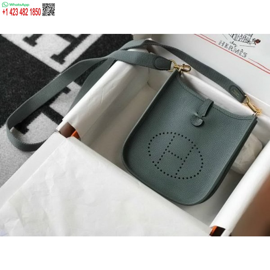 העתק הרמס Evelyne Bag Designer Hermes Mini Crossbody Bag 20391 אבזם זהב ירוק כהה