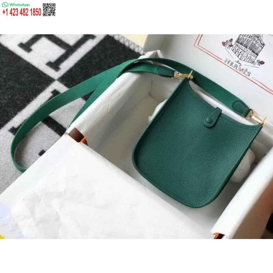 ماکت هرمس کیسه ایولین طراحی کیف کوتاه هرمس 20389 سگک طلایی سبز