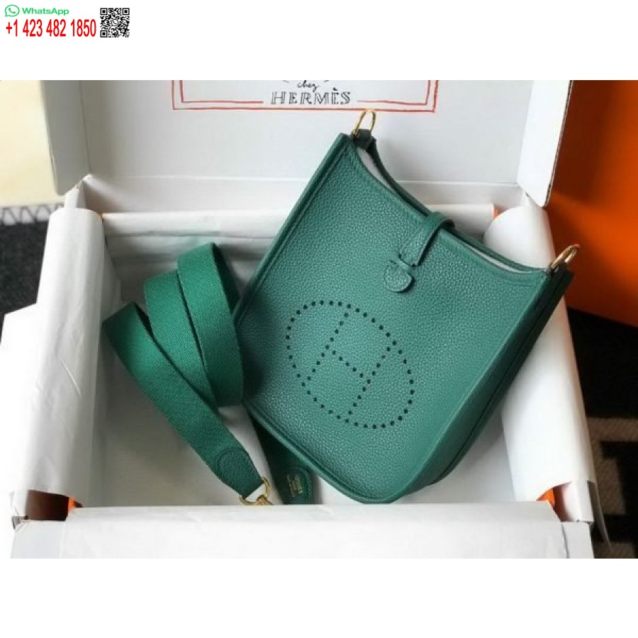 ماکت هرمس کیسه ایولین طراحی کیف کوتاه هرمس 20389 سگک طلایی سبز