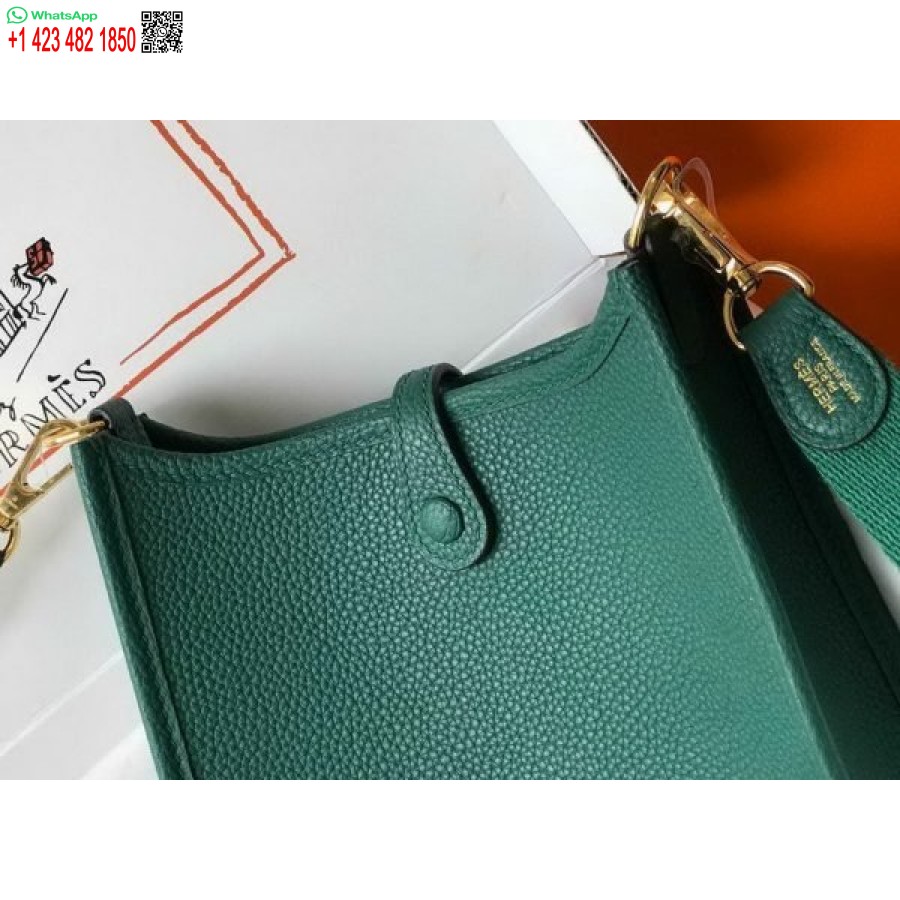 ماکت هرمس کیسه ایولین طراحی کیف کوتاه هرمس 20389 سگک طلایی سبز