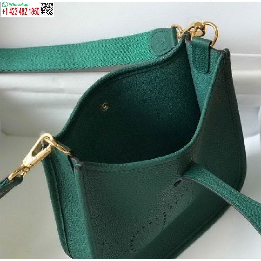 ماکت هرمس کیسه ایولین طراحی کیف کوتاه هرمس 20389 سگک طلایی سبز