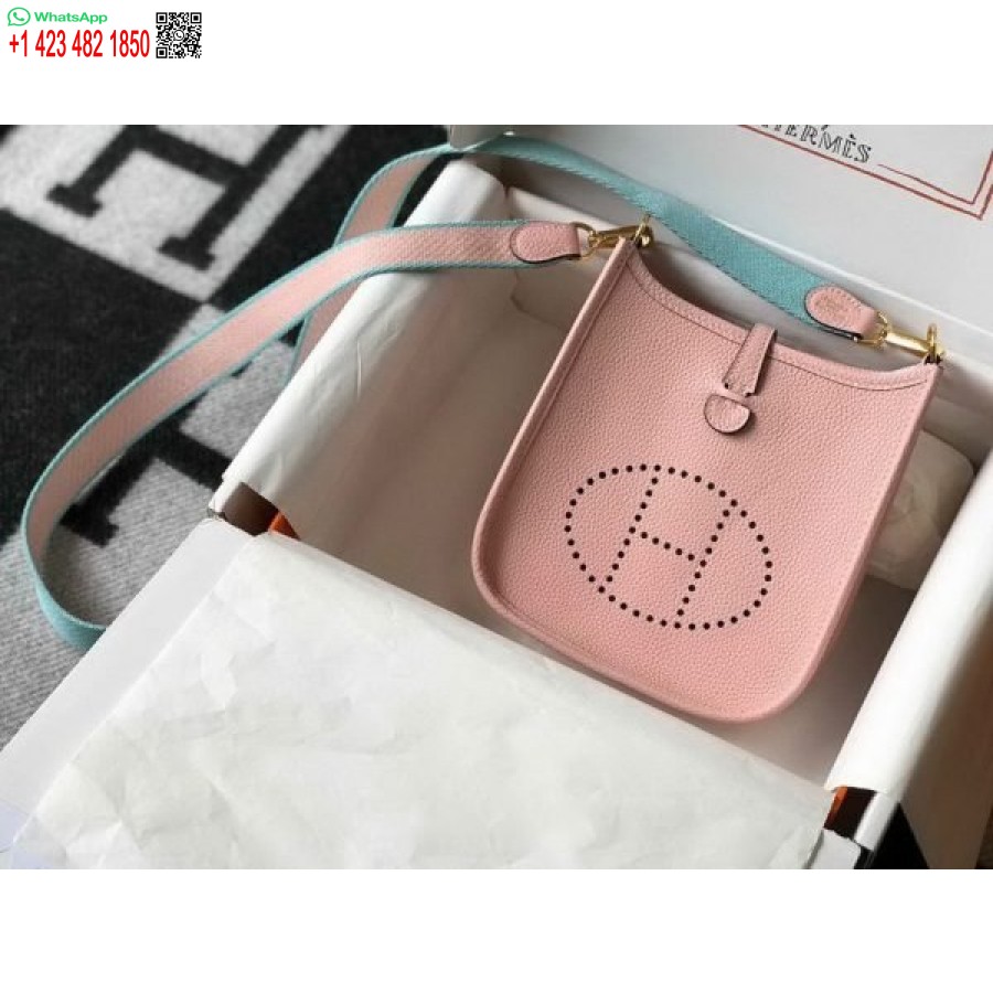 Реплика сумки Hermes Evelyne, дизайнерская мини-сумка через плечо Hermes 20380, золотисто-розовая