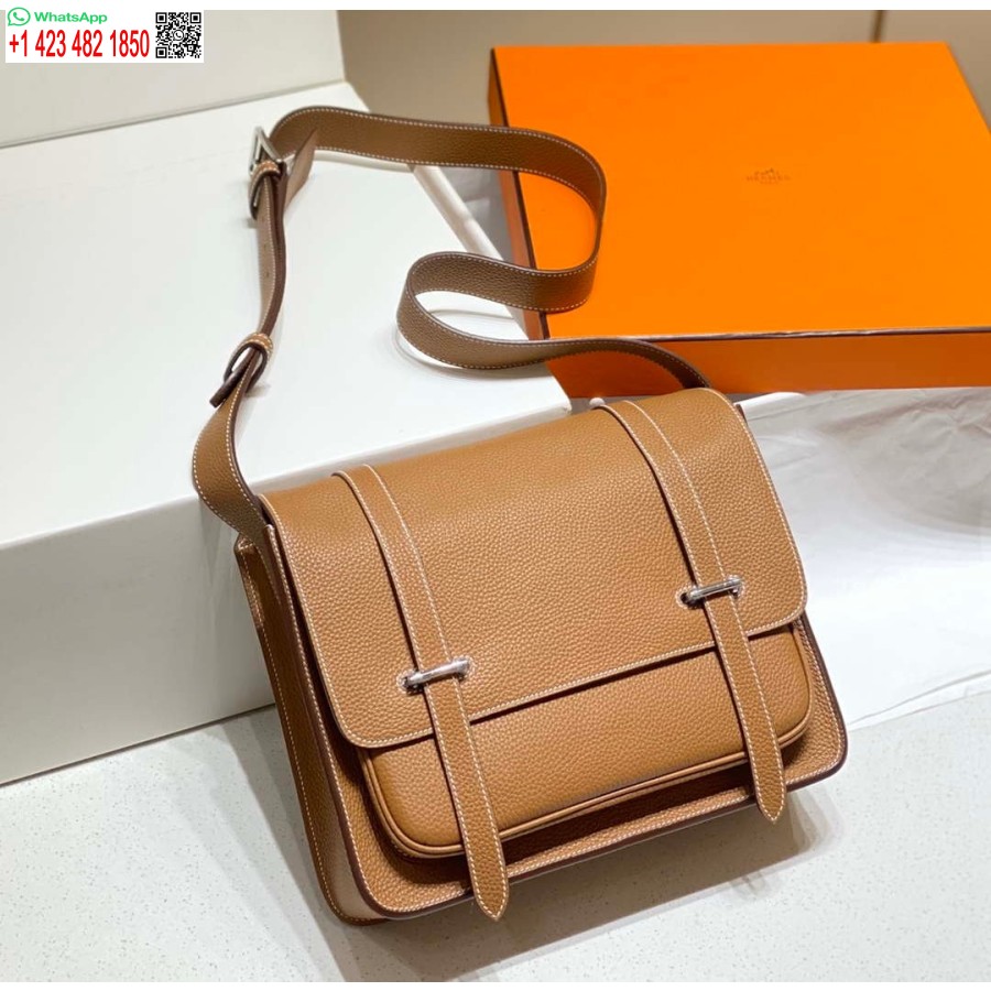 реплика Hermes H074774ck37 Steve легкая сумка-мессенджер коричневая