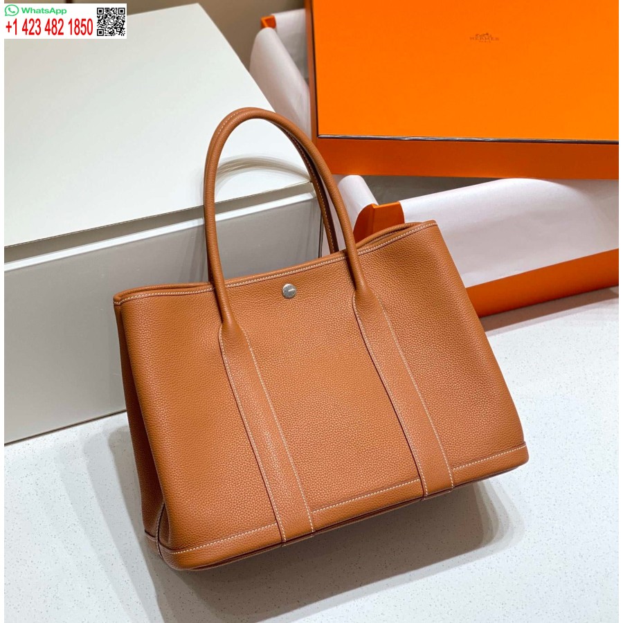 Реплика Hermes коричневая сумка Togo среднего размера для садовой вечеринки 36 см H239054