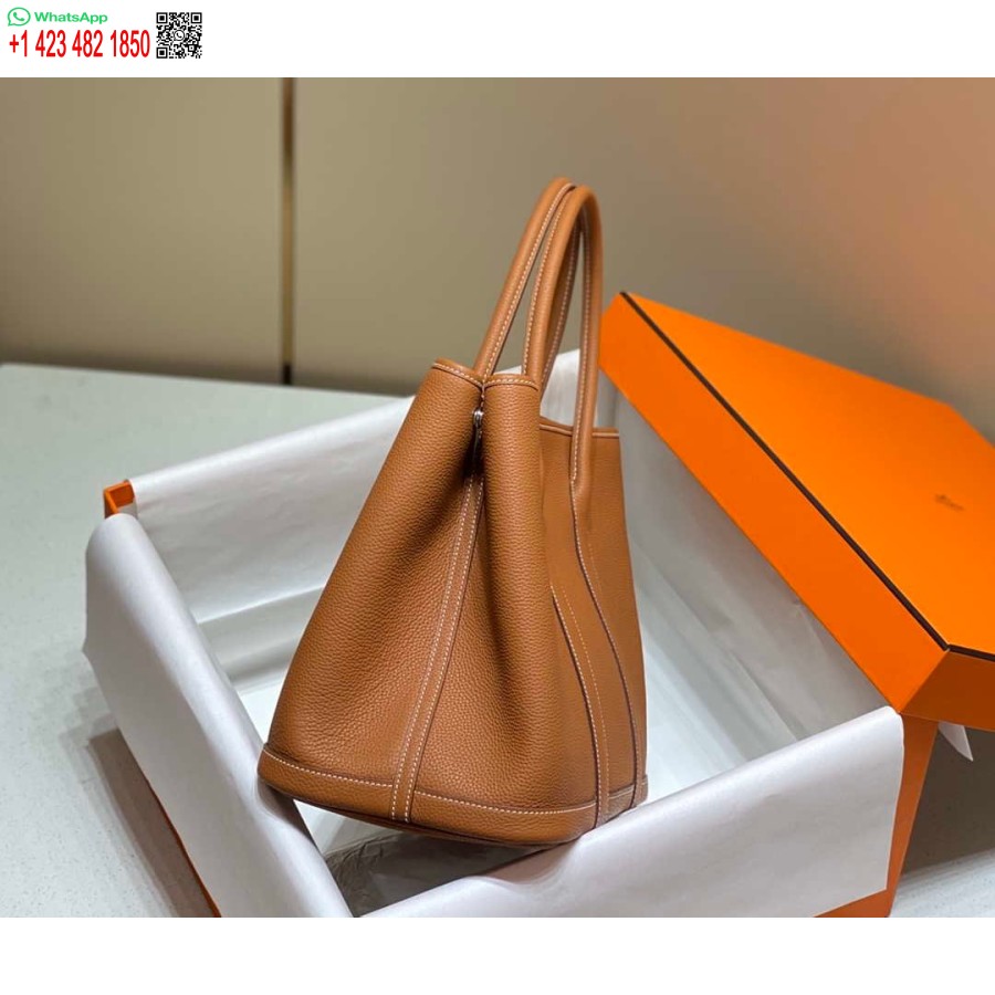 Реплика Hermes коричневая сумка Togo среднего размера для садовой вечеринки 36 см H239054