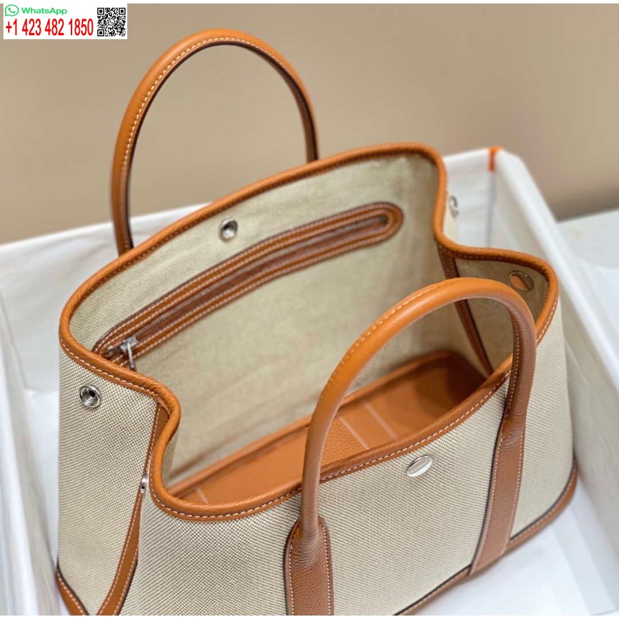 Geanta Replica Hermes Panza Bej Si Piele Maro Garden Party 30cm H239052