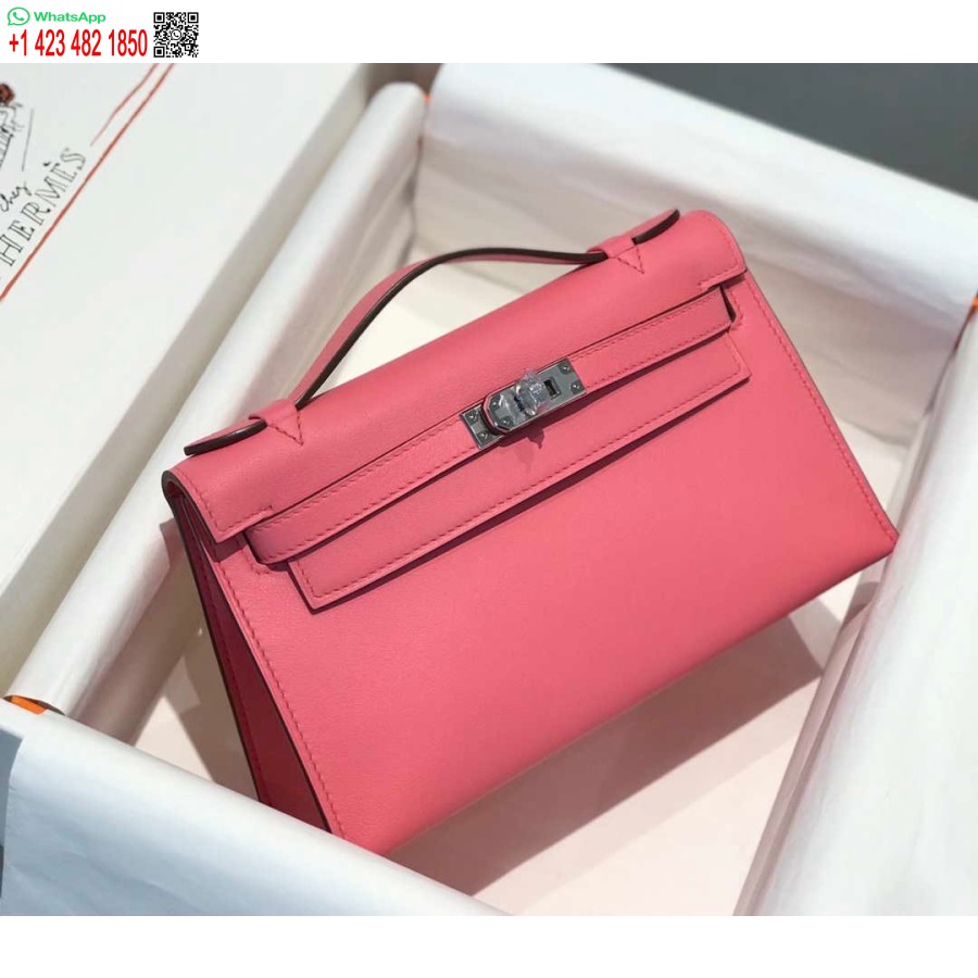 نسخة طبق الأصل هيرميس ميني كيلي بوشيت حقيبة جلدية سويفت فضية H230253