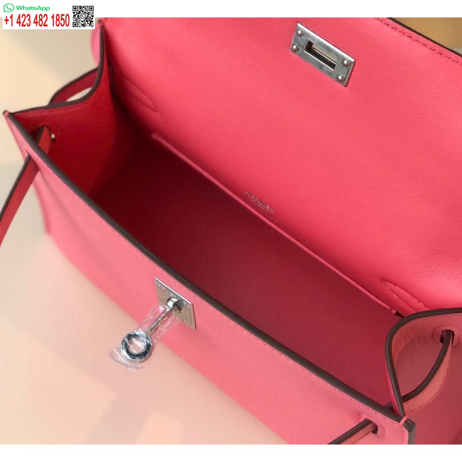 نسخة طبق الأصل هيرميس ميني كيلي بوشيت حقيبة جلدية سويفت فضية H230253