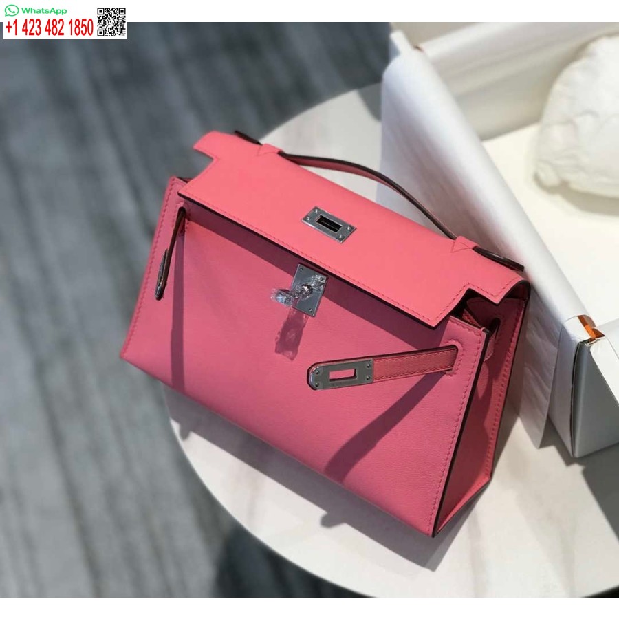 نسخة طبق الأصل هيرميس ميني كيلي بوشيت حقيبة جلدية سويفت فضية H230253