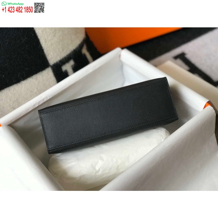 ماکت هرمس مینی کلی پوچت چرم اپسوم H230240 نقره ای مشکی