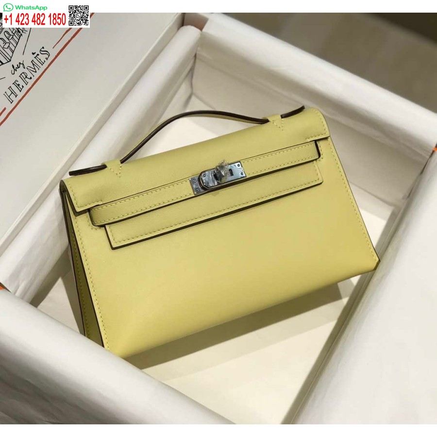 Реплика Hermes Kelly Pochette Swift кожаный клатч серебристый H230260
