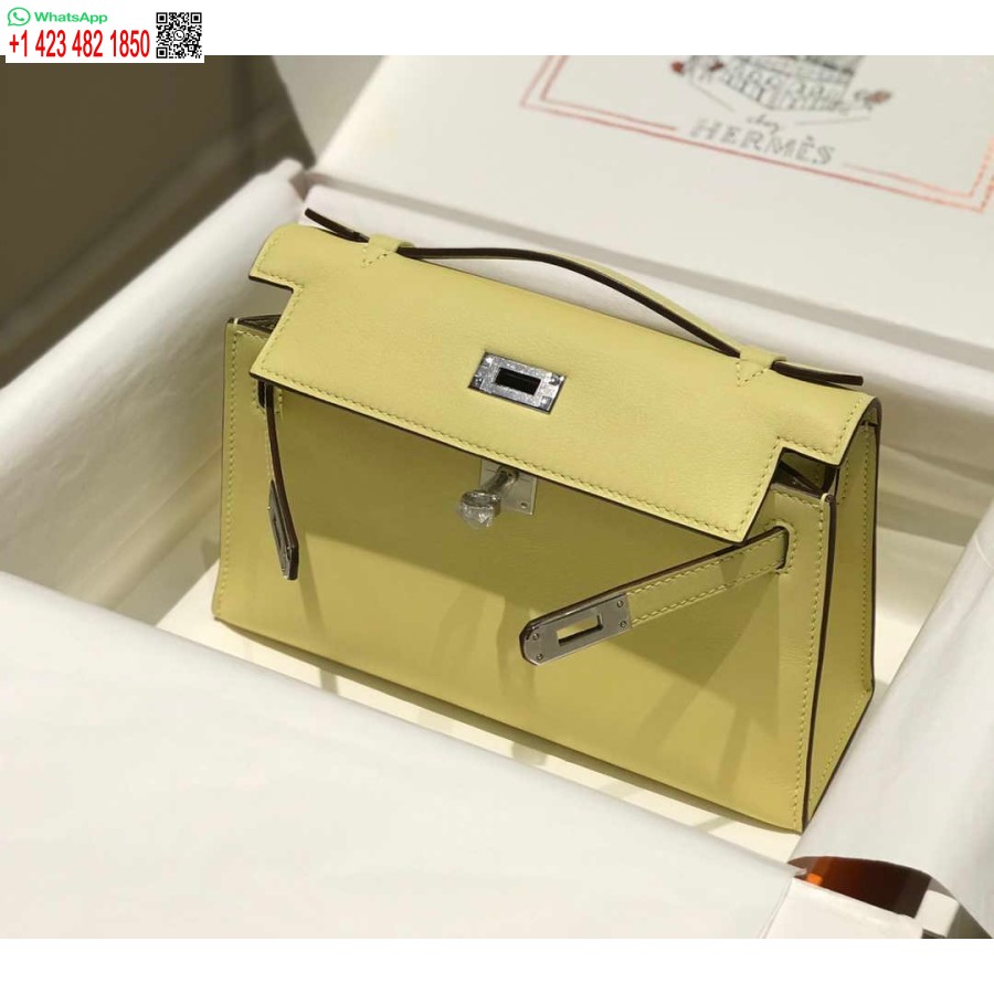 Реплика Hermes Kelly Pochette Swift кожаный клатч серебристый H230260