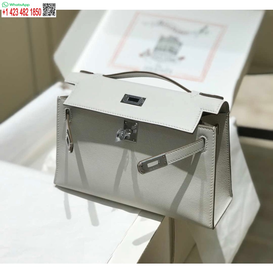 ماکت هرمس کلی پوچت کیف کلاچ چرمی سویفت نقره ای H230259