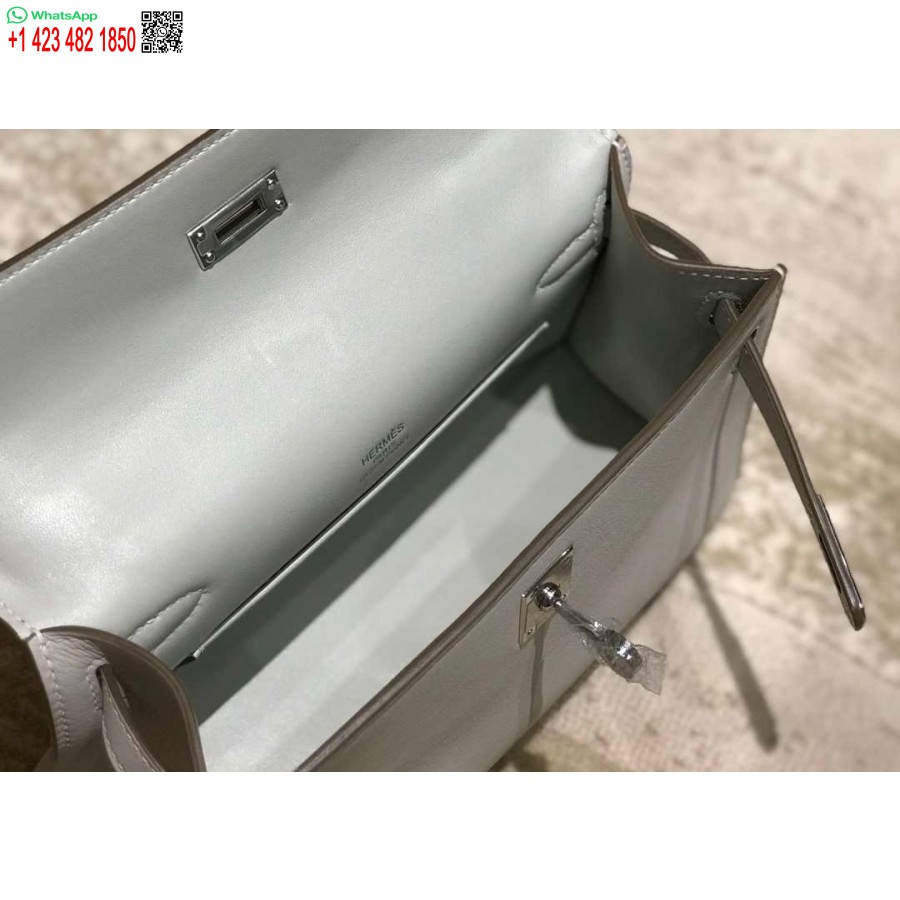 ماکت هرمس کلی پوچت کیف کلاچ چرمی سویفت نقره ای H230259