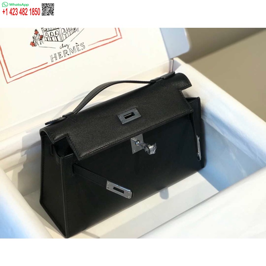 نسخة طبق الأصل هيرميس كيلي بوشيت حقيبة جلدية سويفت فضية H230258